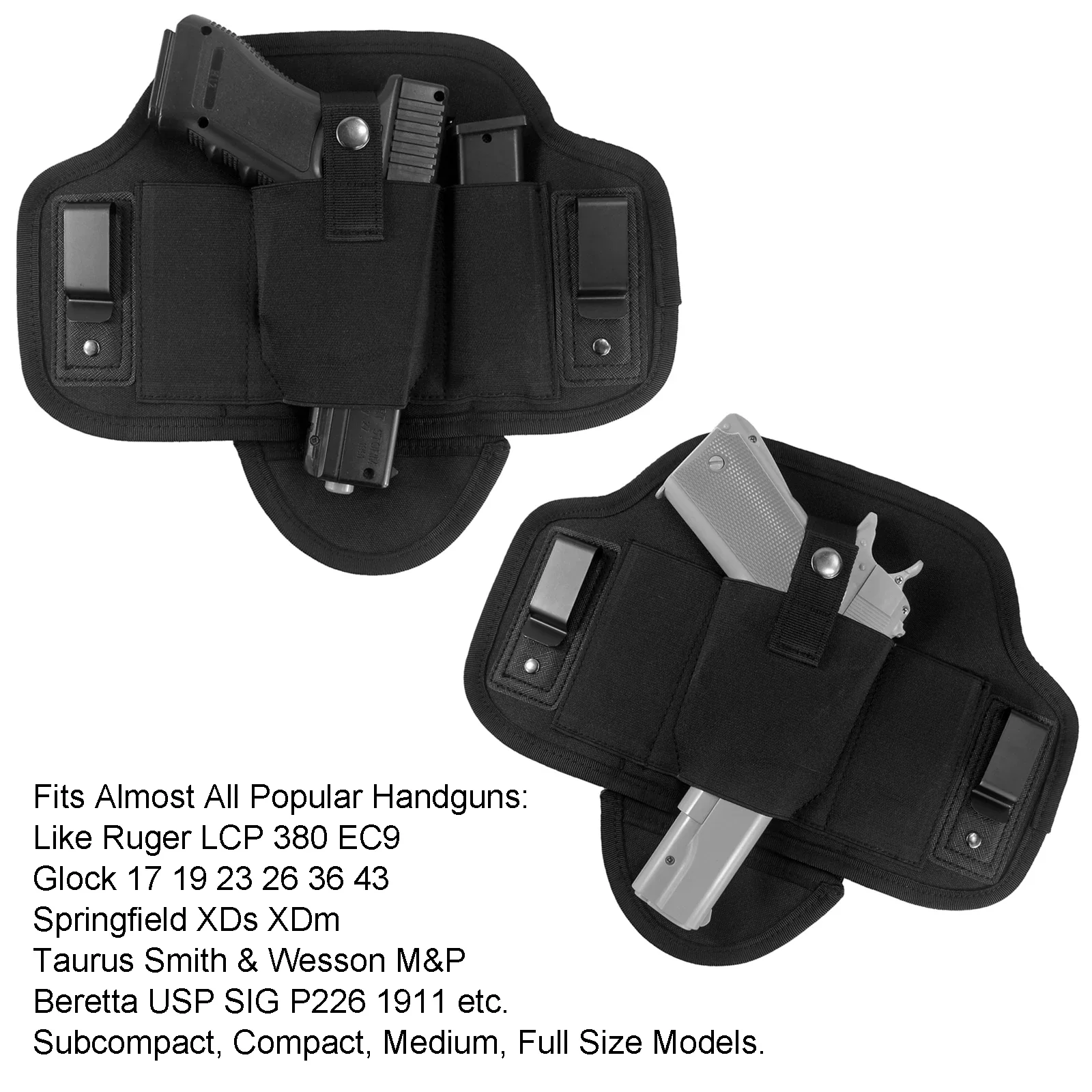 Tactical IWB Pancake Gun Holster Waist Belt Ambidextrous Pistol Holsters for Taurus G3/G2C/G3C Glock 17/19/20/21/26/PT111/PT140