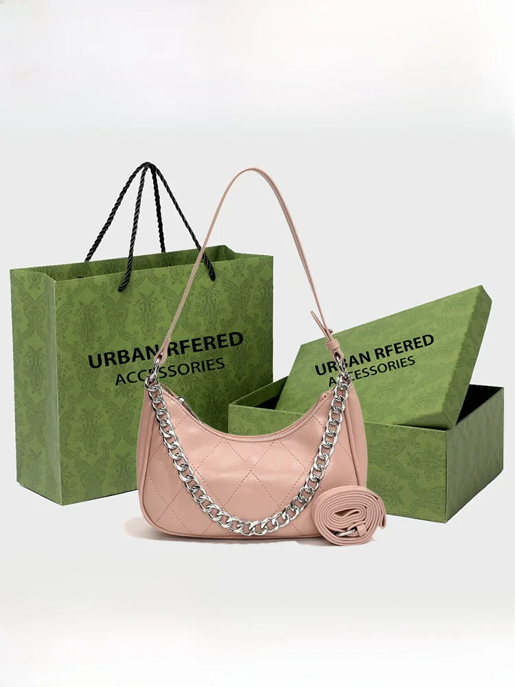 URBAN RFERED French Sle Silver Chain Underarm Bag Women's Faion Summer New Crossbody Bag Soft Synthetic Leather Handbag