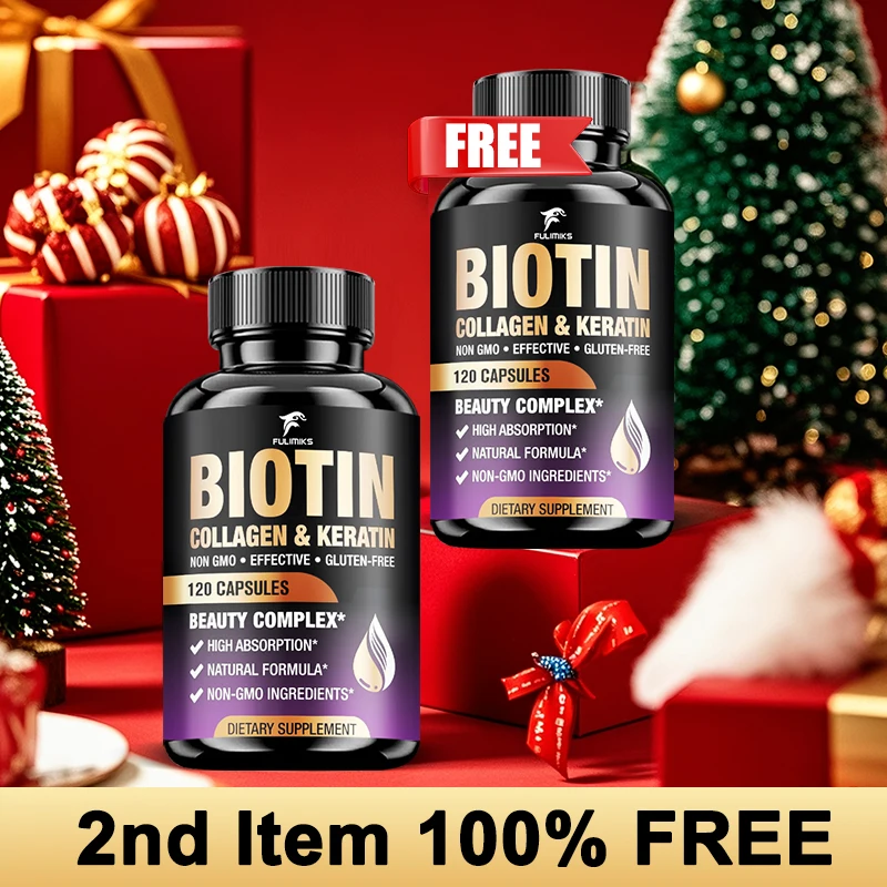 

Vegan Biotin with Plant Collagen & Keratin - Natural Support for Brittle Nails, Thin Hair & Dull Skin, Gluten Free