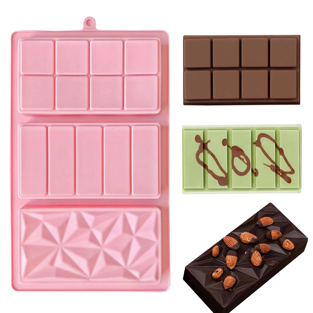 Creativo 3 barra de Chocolate Rectangular molde de silicona 2,8 cm de profundidad Dubai barra de Chocolate pistacho galletas crema pastel barra de Chocolate