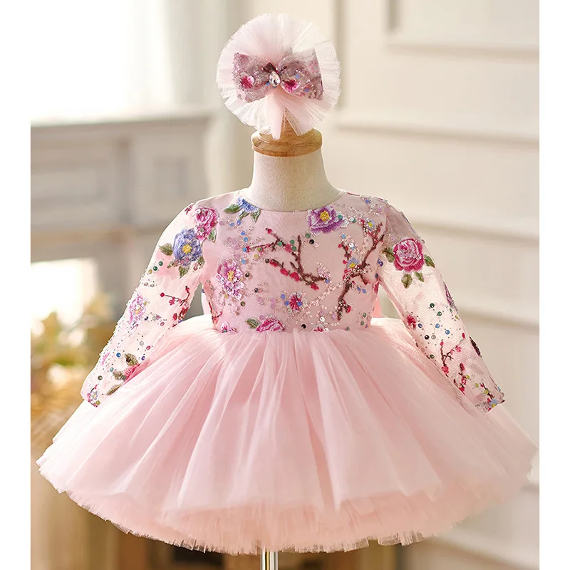 

Naturally fluffy girl dress birthday dance party sequin dress graduation banquet embroidery evening dress girls Wedding dresses