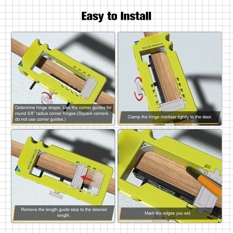 طقم تركيب مزلاج الباب المفصلي للباب، قالب Mortiser لمجموعة تركيب قفل الباب المفصلي الدقيق