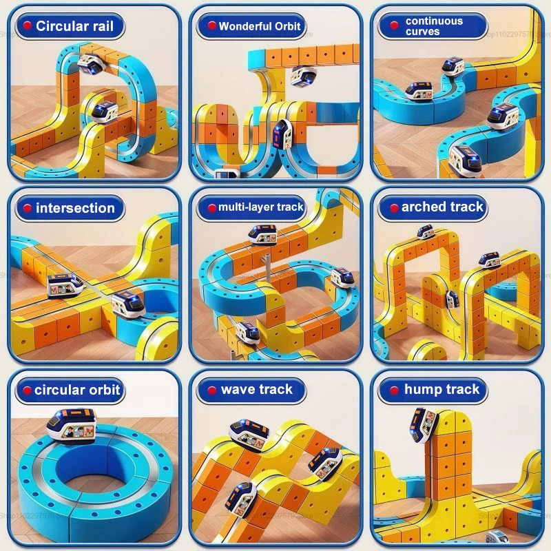 Zabawki dla dzieci: magnetyczna kolejka do samodzielnego montażu, elektroniczny magiczny pociąg na szynach, zabawka edukacyjna dla dzieci, prezent na Boże Narodzenie