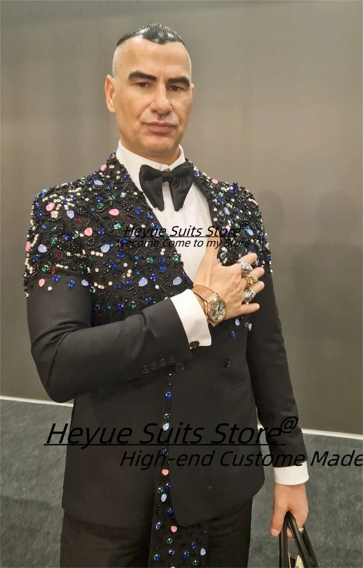 

Великолепные блестящие свадебные смокинги для жениха с бриллиантами, комплекты из 2 предметов, индивидуальные облегающие пиковые лацканы, роскошные мужские костюмы, мужские пиджаки для выпускного вечера ﻿