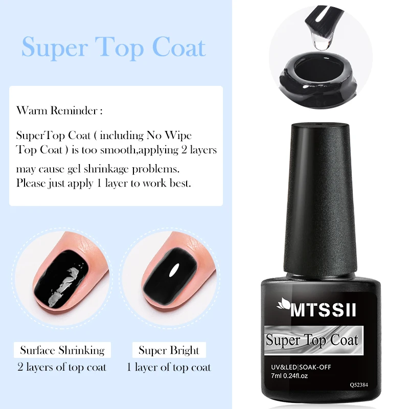 Mtssii Base Top Coat Gel Polish UV Soak off Transparent Gel Varnish Semi Permanent Nail Art Manicure Gel Varnish Matte Top Coat