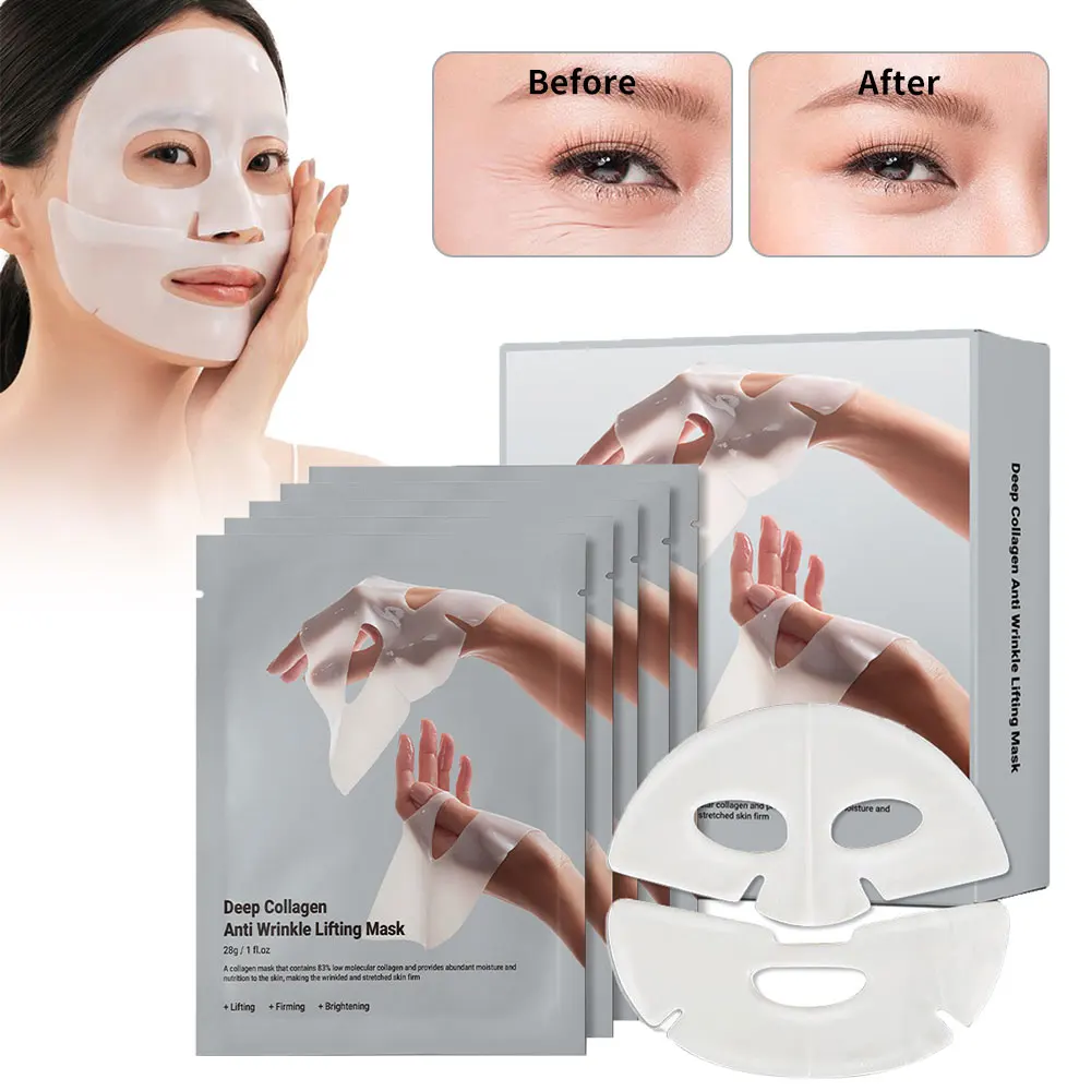 Masque facial anti-déformable au collagène profond, masque de lifting, hydratant, raffermissant, pendant la nuit, 4Pac