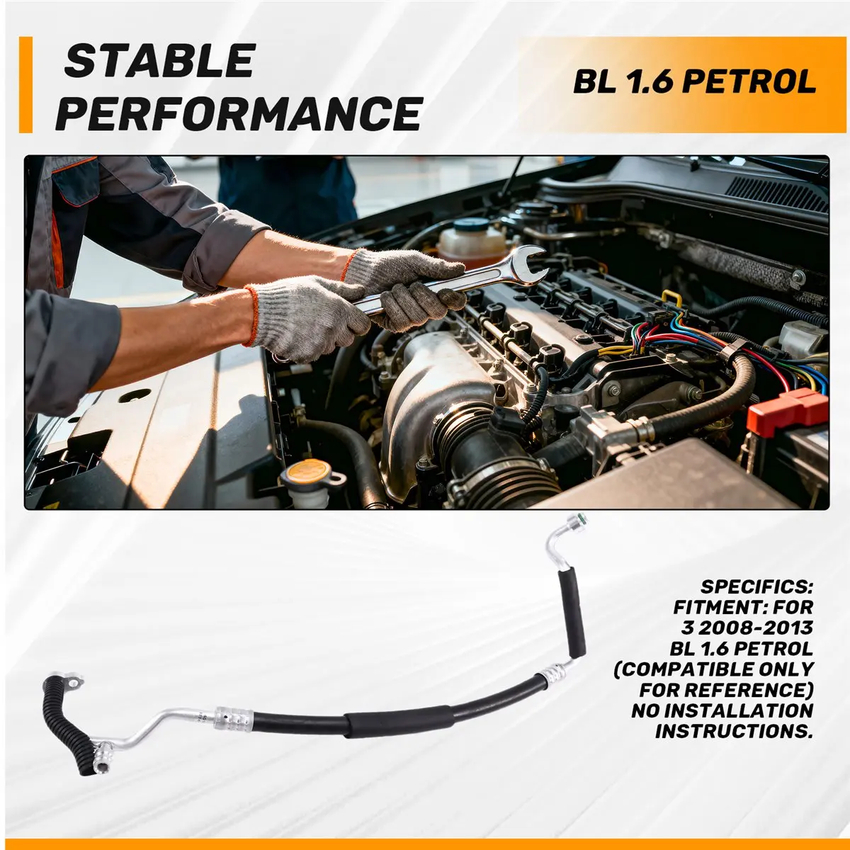 #36L Automotive Parts & Accessories,BBP2-61-461 Car A/C Air Condition System High Flexible Pressure Hose (ABS+Metal)