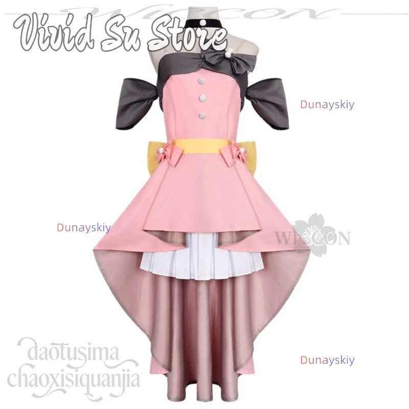 Tennoji Rina New Idol Stage Uniform Pink Evening Dress Halloween Cosplay Anime Movie LoveLive! Nijigasaki High School Idol Club - view 3