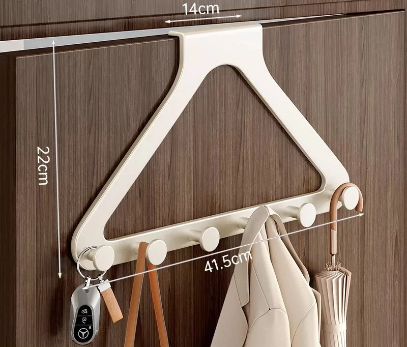 Entryway ABS Traceless Clothes Hook Organizer, Punch-Free Over The Door Hanger for Coats, Hats, Bags, Scarves
