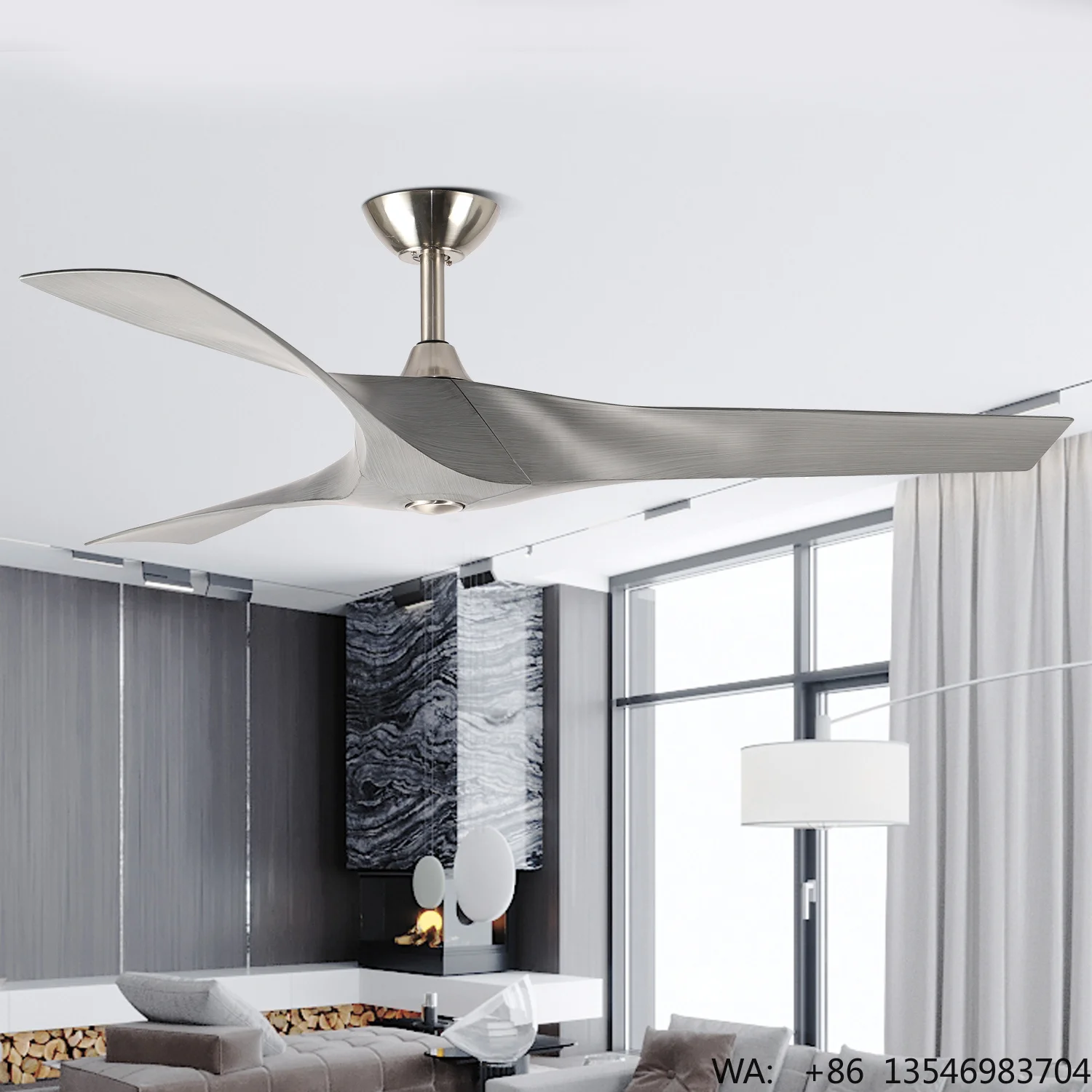 Modern Matte Black Electric 52 Inch 6-Speed Copper DC Motor Remote Control ABS 3 Blades Metal Air Cooling Ceiling Fan for