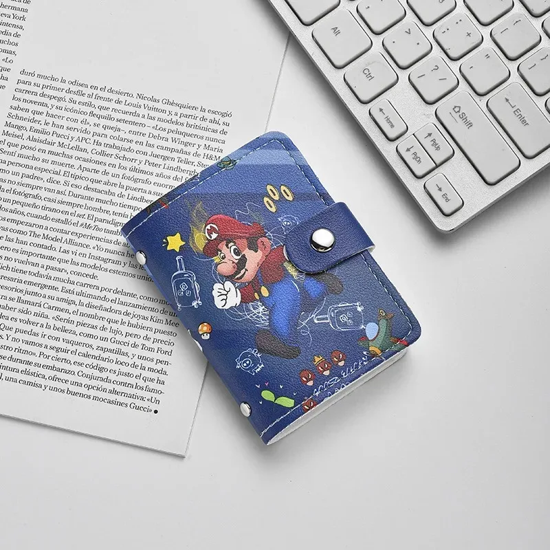 Marios dos desenhos animados bonito saco de cartão grande capacidade multi slot para cartão internet mini compacto bonito feminino anti desmagnetização conjunto de documentos
