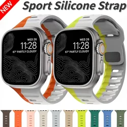 Pulseira de Silicone para Apple Watch Ultra, Pulseira Macia para iWatch Series 6, 5, 4, 3, SE, 2, 44mm, 40mm, 42mm, 38mm, 49mm, 9, 8, 7, 45mm, 41mm