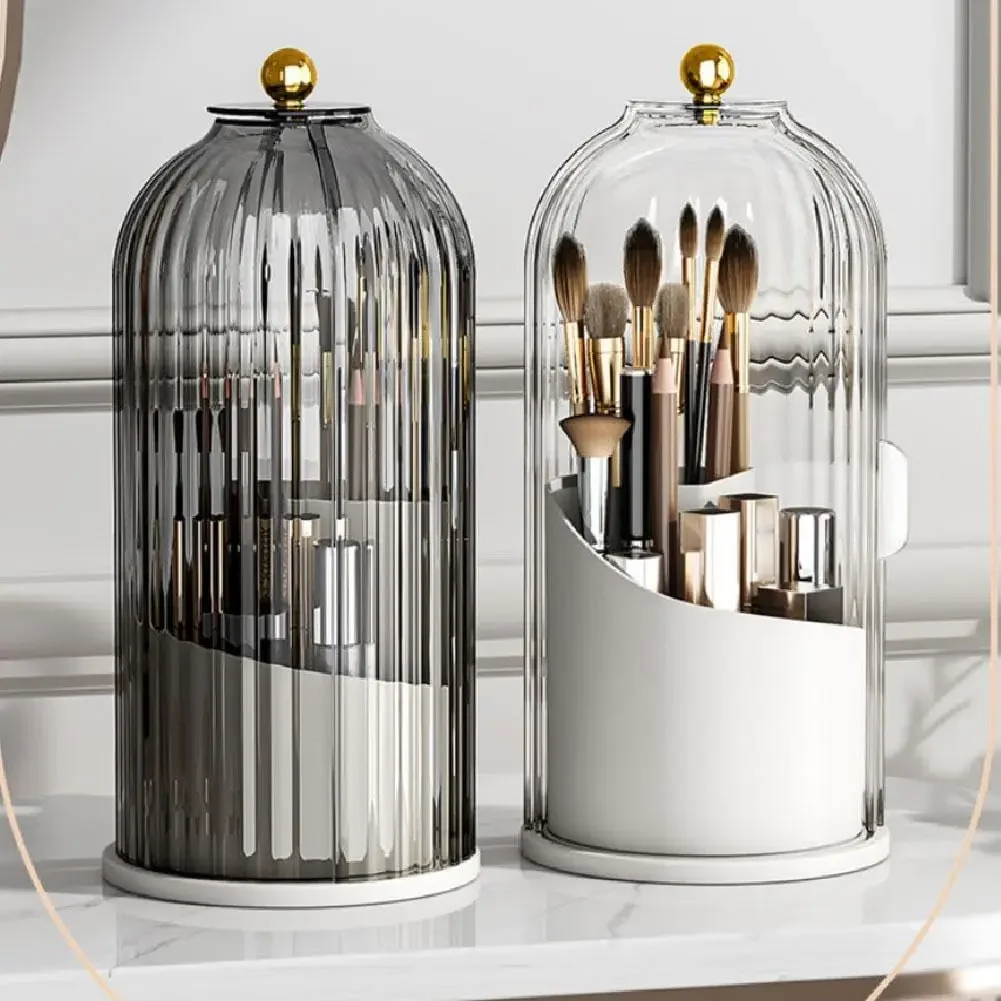 Concealed Toothbrush Holder Tooth Brush Holder with Sliding Lid Makeup Brush Holder with Cover 360° Rotating Dustproof