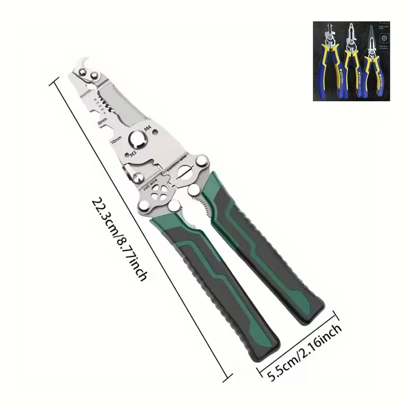 Foldable Wire Stripper Multi-Function Crimping Pliers Pulley Design Electrician Wire Splitter Winding Tool for Cable Management