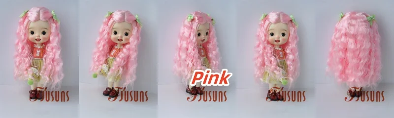JD880 Lange Sauvage Welle Mittelscheitel Meerjungfrau Lockig mit Twin Bow Braids Puppe Perücken 1/8 1/6 1/4 1/3 Pullip Blythes BJD Haar – Detail 2