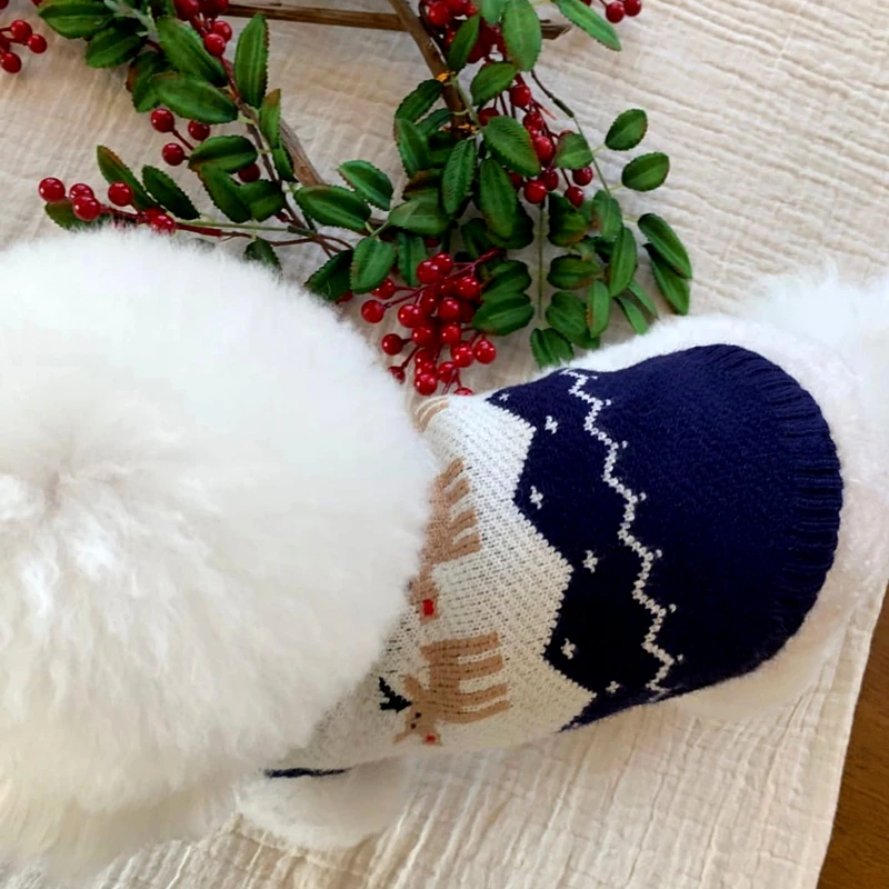 Ropa clásica de Navidad para perros, suéter de punto para mascotas, jersey de peluche Bichon, ropa cálida de Año Nuevo, Otoño e Invierno