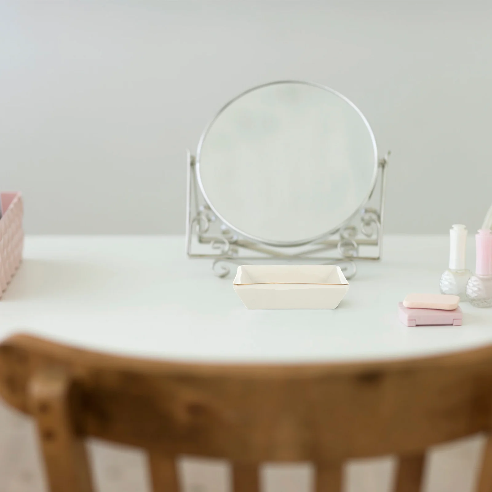 

2Pcs Ceramic Ring Organizer Display Tray Gold Edge Jewelry Storage Dish for Home Vanity Gift Ring Display Tray