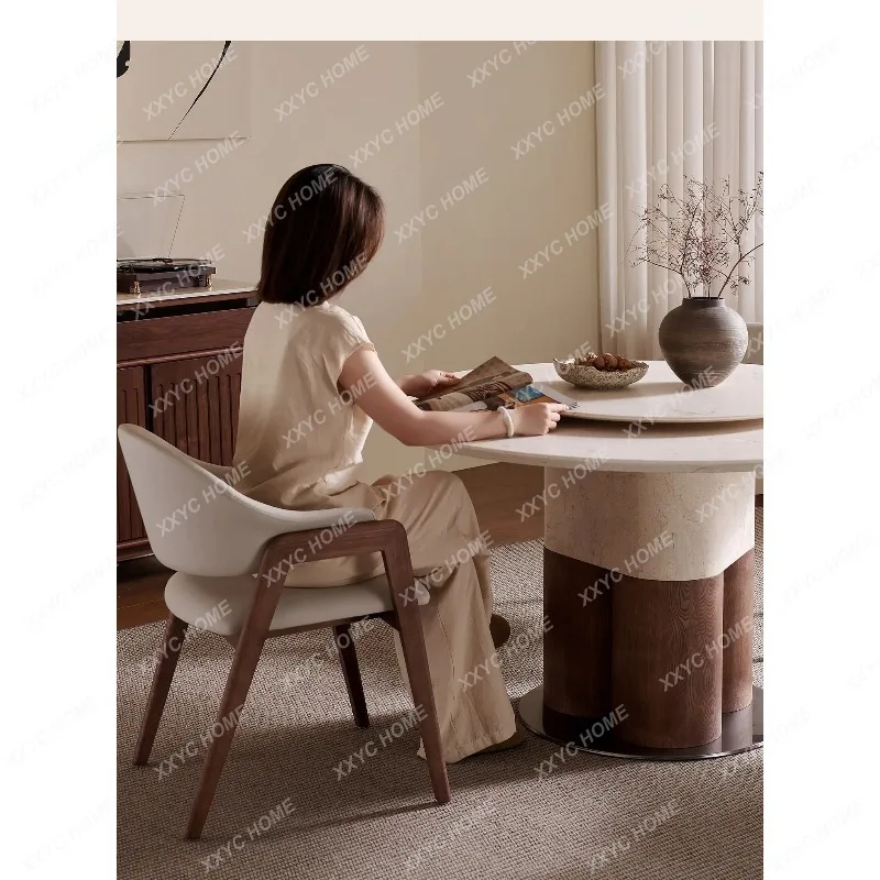 X Natural Marble Dining Table  New Luxury Round Table With Lazy Susan Stone Dining Table For Villa Home Restaurant