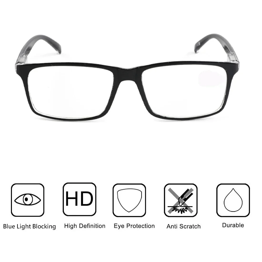 Portable Reading Glasses Black Decorative Glasses Frame Glasses Rectangle Anti Eyestrain Reading Glasses Readers Ultra Fashion image 4