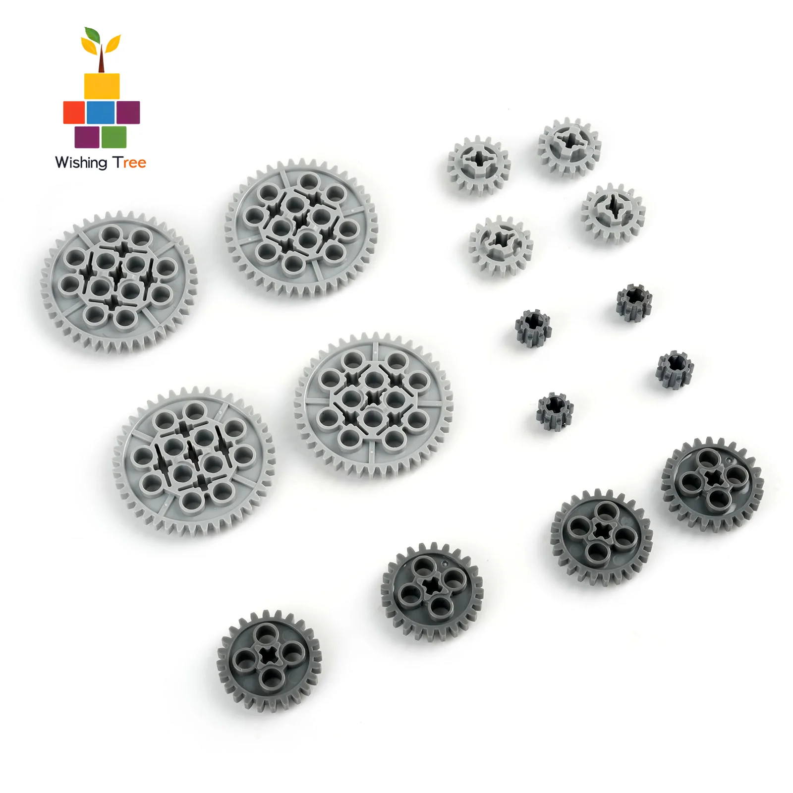 Conjunto de engrenagens técnicas de blocos de construção, 16 peças com 8/16/24/40 dentes para peças educacionais de haste de construção criativa