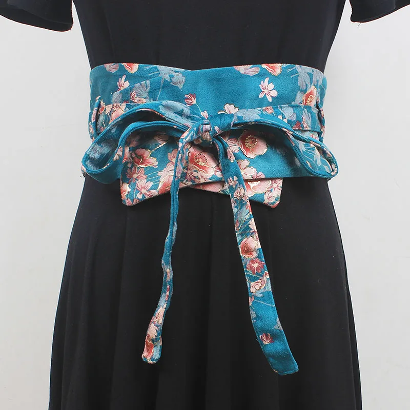 

Women's Runway Fashion Faux Suede Print Cummerbunds Female Dress Corsets Waistband Belts Decoration Wide Belt R1040