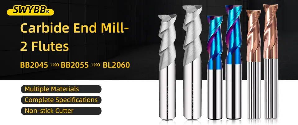 Swybb Schaft fräser 2f Voll hartmetall cnc 2 Nuten Schlitz fräser Bearbeitung Metall Aluminium Stahl Holz 55hrc Schneidwerk zeug 1mm ~ 20mm – Detail 1