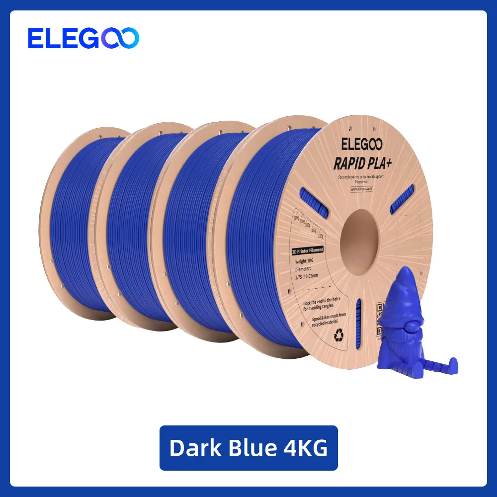 Filamento ELEGOO PLA+ 1.75mm 3D PLA para Impressoras 3D, Material Compatível com a Maioria das Impressoras FDM (1KG/Rolo, 2.2 Lbs)