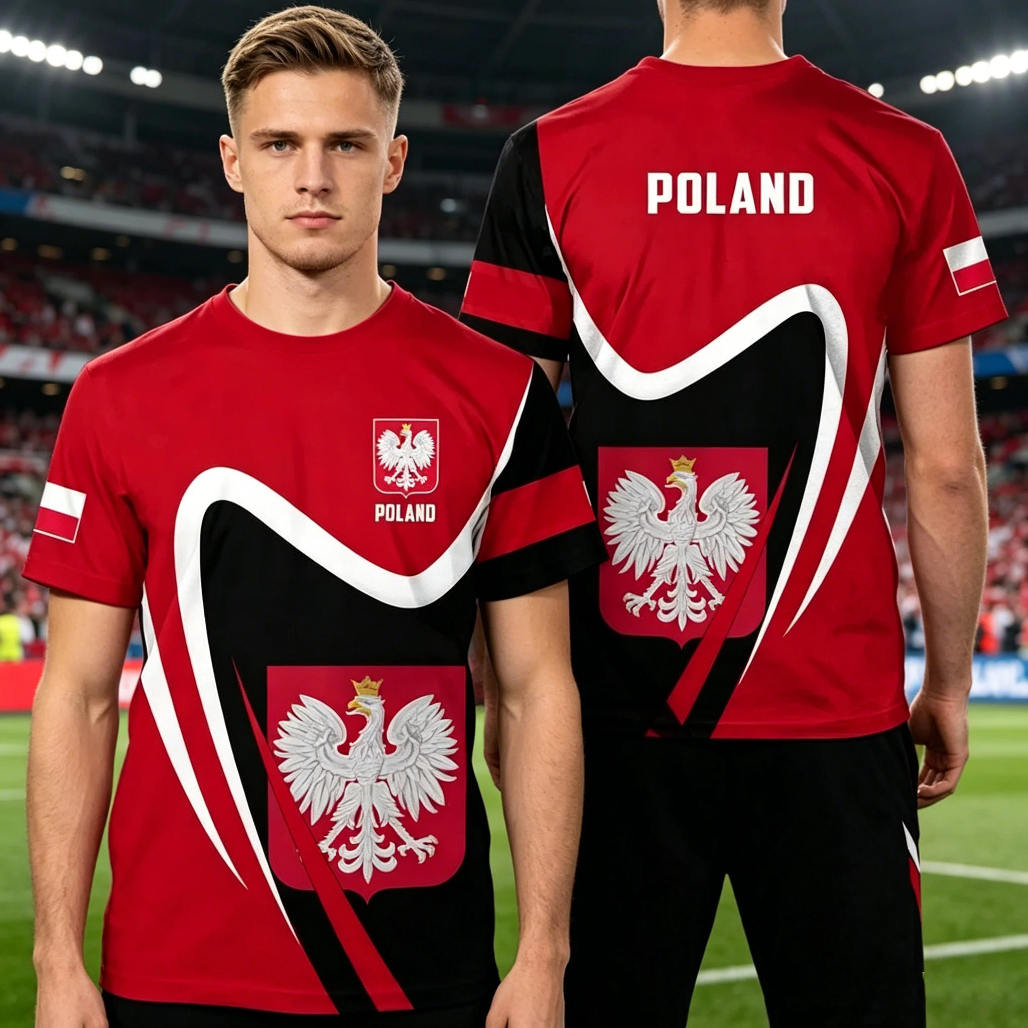 Polish FlagT-shirt for Men Summer Casual Fashion Street Wear Oversized Short Sleeved T-shirt Sports Quick Drying Breathable Top