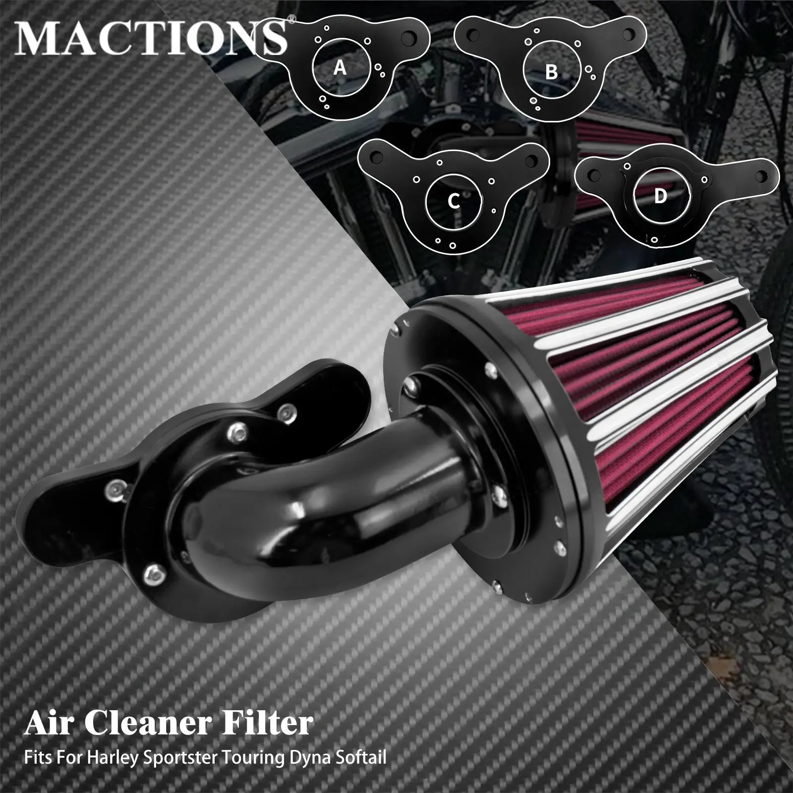 

Motorcycle Black Air Cleaner Kit Intake Filter For Harley Touring Road King Street Glide Dyna Softail Fatboy Sportster XL 883 72