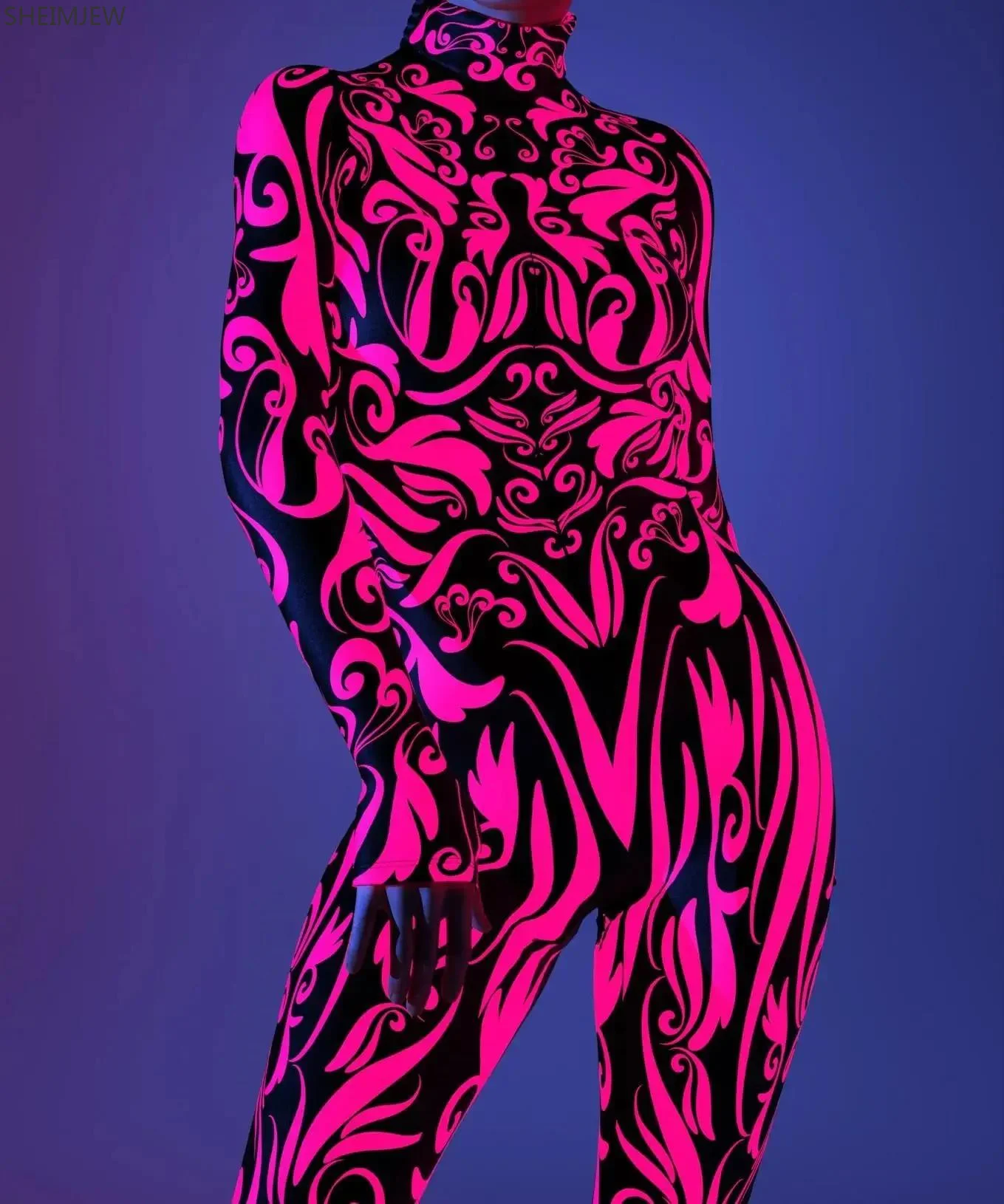 Mono de línea Irregular de arte para mujer, traje Zentai Cyberpunk, Halloween, carnaval, fiesta, Cosplay, mono aéreo, Yoga, Catsuits