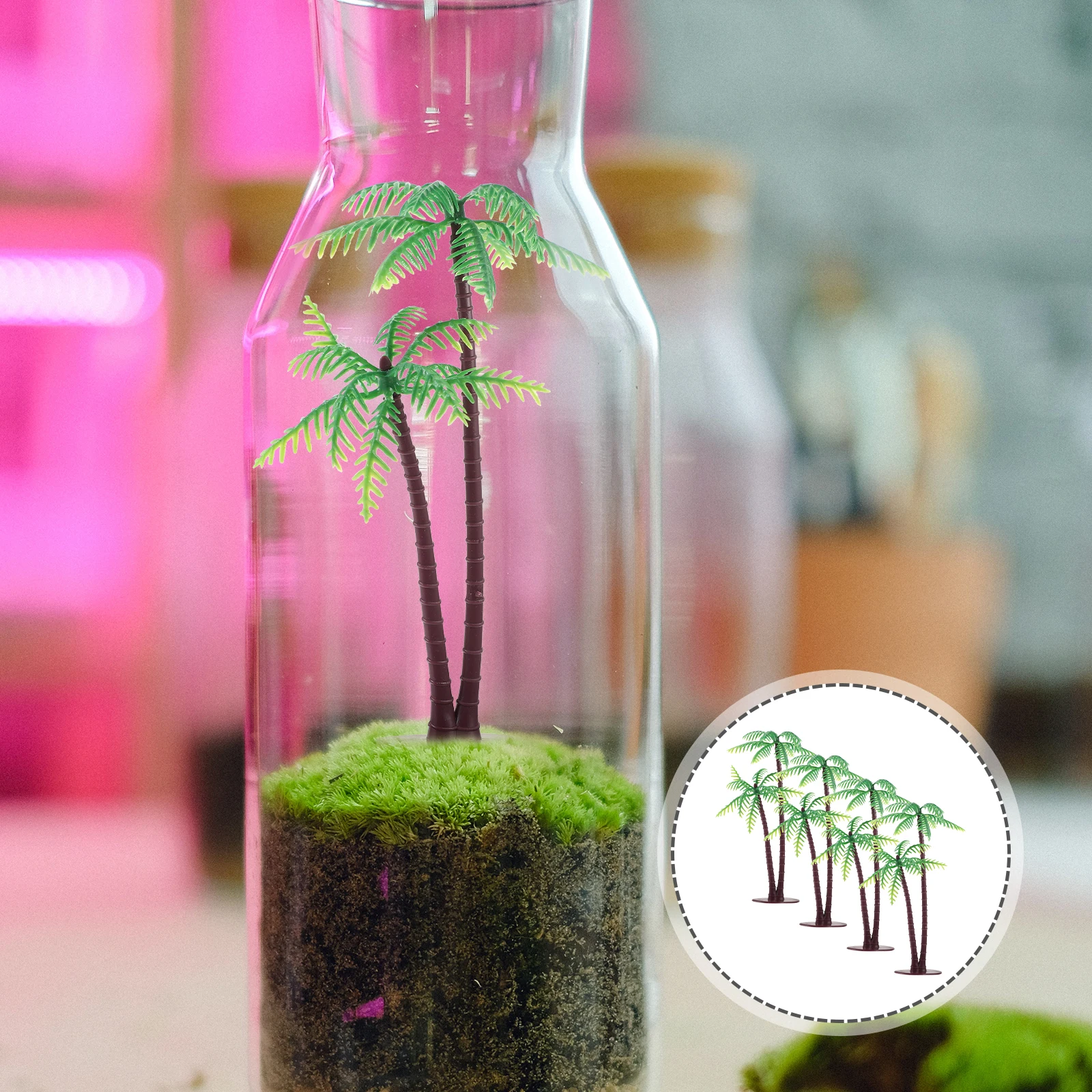 

4pcs Simulated Coconut Tree Decoration Accessories Mini Figurine Tree Figure Desktop Landscape Supplies Plastic Large Size