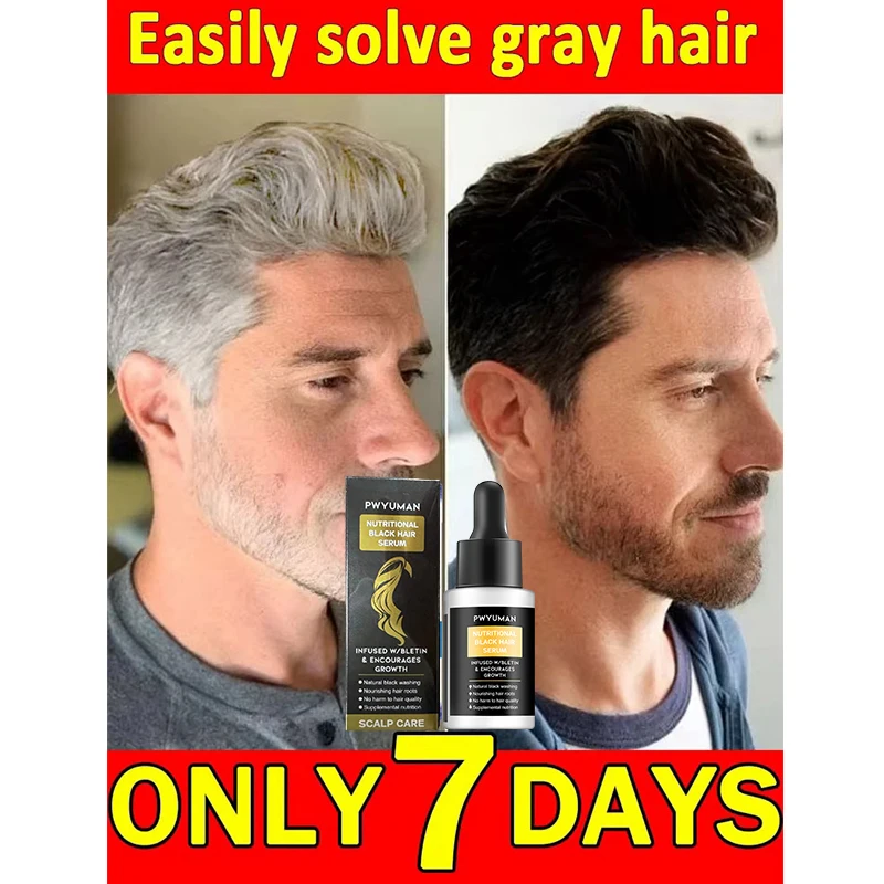 

Natural White Hair Darkening Hair Serum Gray Hair Repairing Anti-frizz Hair Loss Silky Moisturizing Hair Oil Back Hair Care 30ml