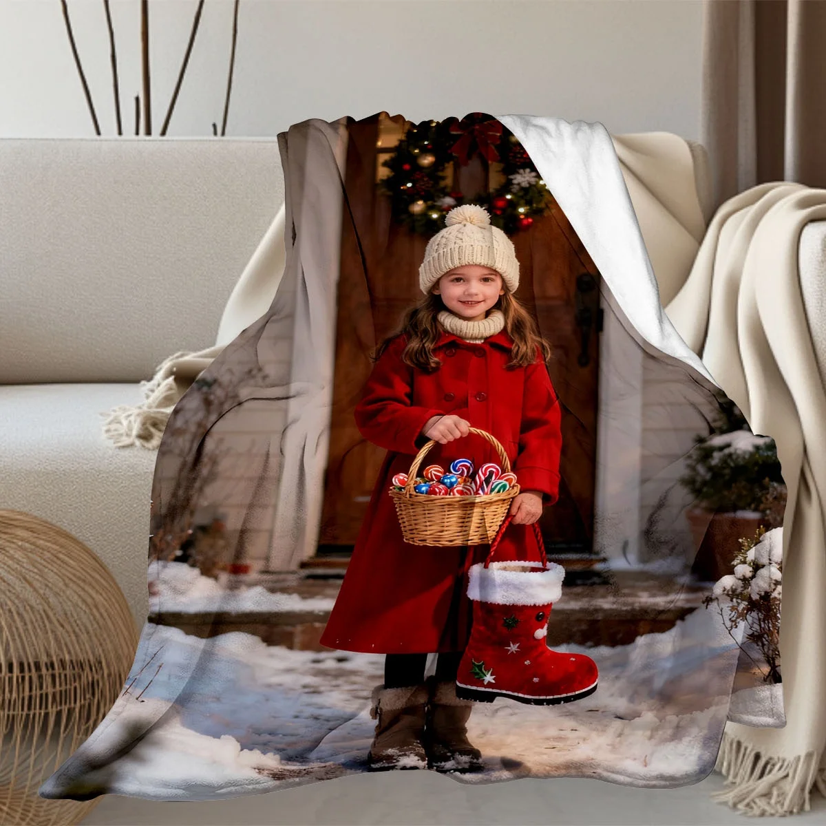 بطانية فانيلا تذكارية مخصصة لعيد الميلاد للزوجين - مطبوعة مع أنماط زينة حصرية للذكرى السنوية + دفء درجة حرارة ثابتة، قابلة للغسل في الغسالة بدون تشوه، مناسبة لسرير غرفة النوم الرئيسية، ألياف بوليستر ممتازة للزوجة #6