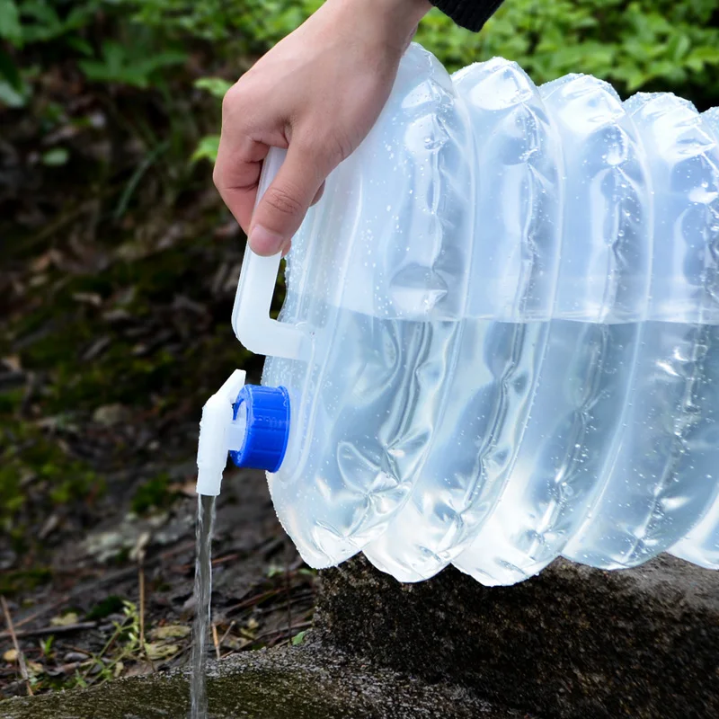 5L-15L Outdoor Collapsible Water Bag Camping Foldable Water Containers Drinking Multifunction Telescopic Storage Water Bottle