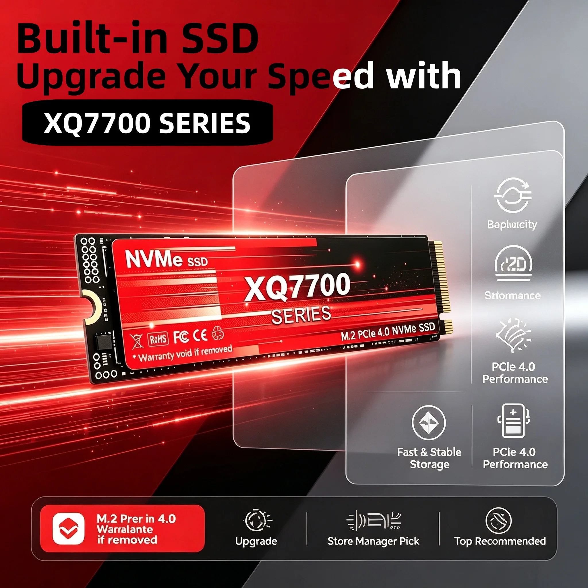 SSD XQ7700 1TB 2TB 4TB PCIe NVMe Gen 7100MB/s Read High Speed Internal Storage for Gaming Laptops Desktops Pro Speed Core ProMax