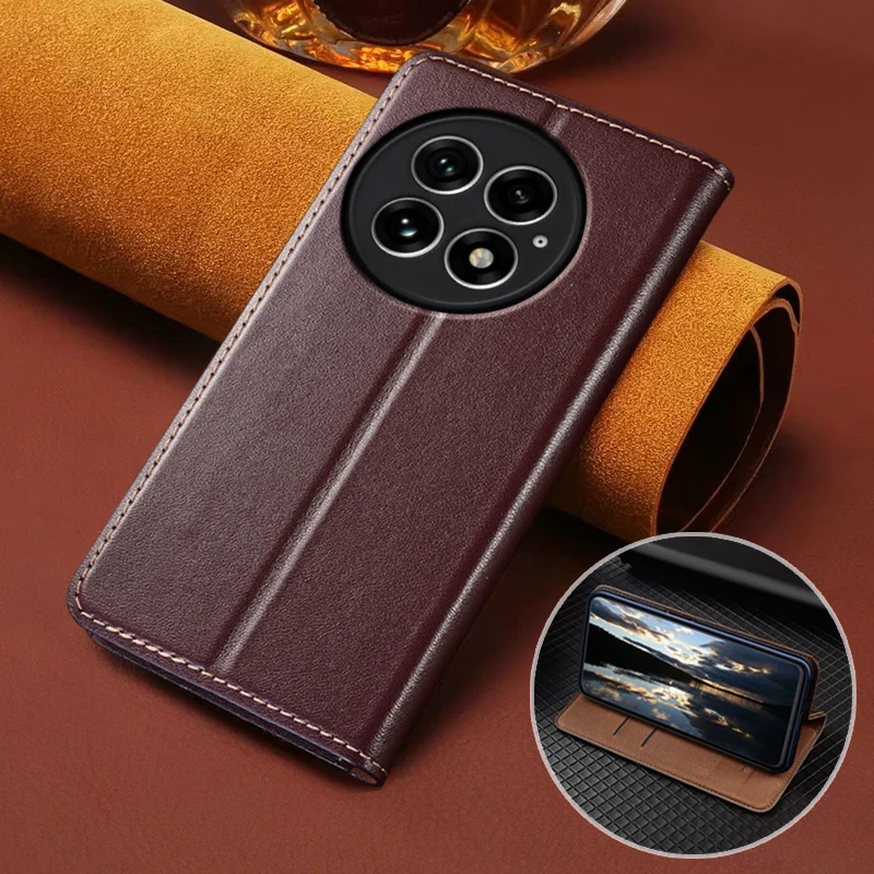 

Для OnePlus 12 12R 5G флип-чехол с рисунком Напа, магнитный чехол, роскошные чехлы-кошельки из натуральной яловой кожи