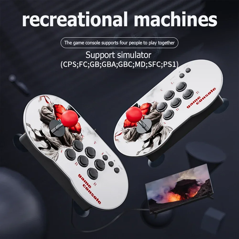 Go Classic Retro TV double rocker console game console double battery fighting PS1 HD 4K arcade 10000 game TV Projector Monitor - Image 5