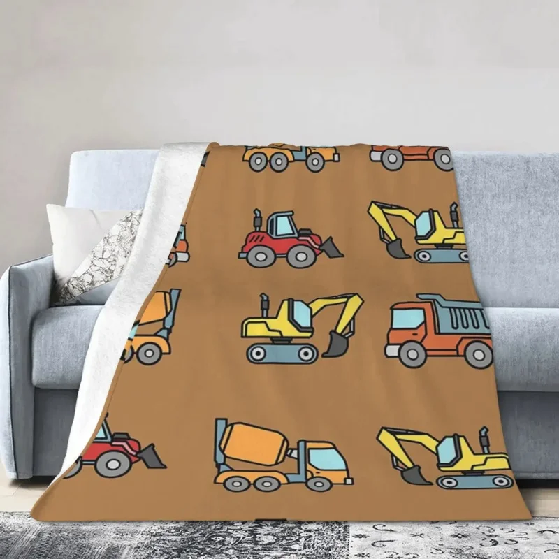 Construction Bulldozer Digger Dumper Truck Dozer Excavator Blankets Soft Warm Flannel Throw Blanket Bedding for Travel Home Sofa