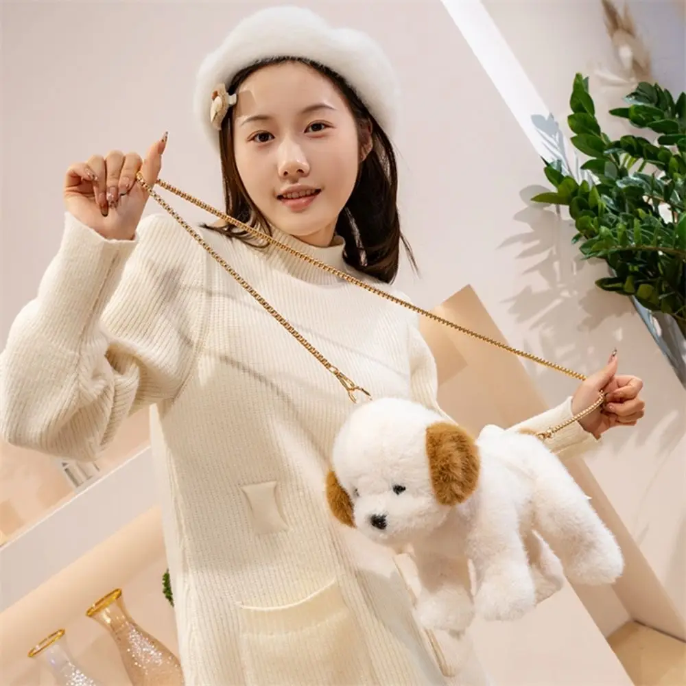 Bambino bambino sdraiato West Highland con catena animali di peluche simulazione Akita Dog Labrador cucciolo di peluche per ragazze