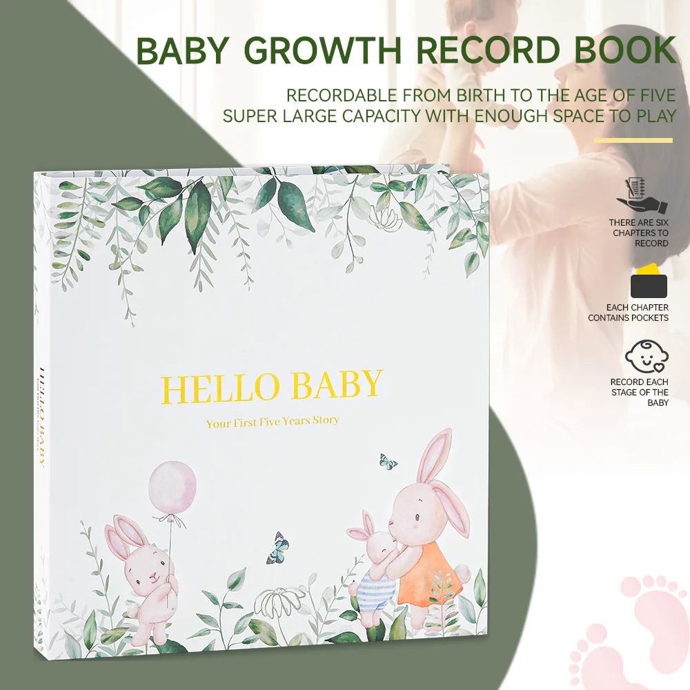 Baby Photo Album Baby Growth Record Book DIY Memory Scrapbook Diary Birth Gift Embossing Template First Year Memory Photo Album