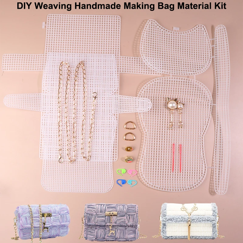 

Accessories Kit AuxiLiary WeavinG Plastic Mesh Plastic Grid WeavinG HeLper Handbag ShouLder Bagf Net Cover DIY Bag