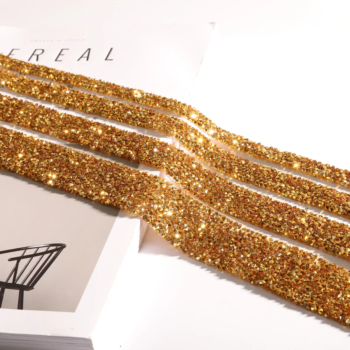 1Yard 10/15/20/30mm Glitter Rhinestone Chain Tape Trim Resin Crystal Decoration DIY Belt Garment Strass Hotfix Applique Craft