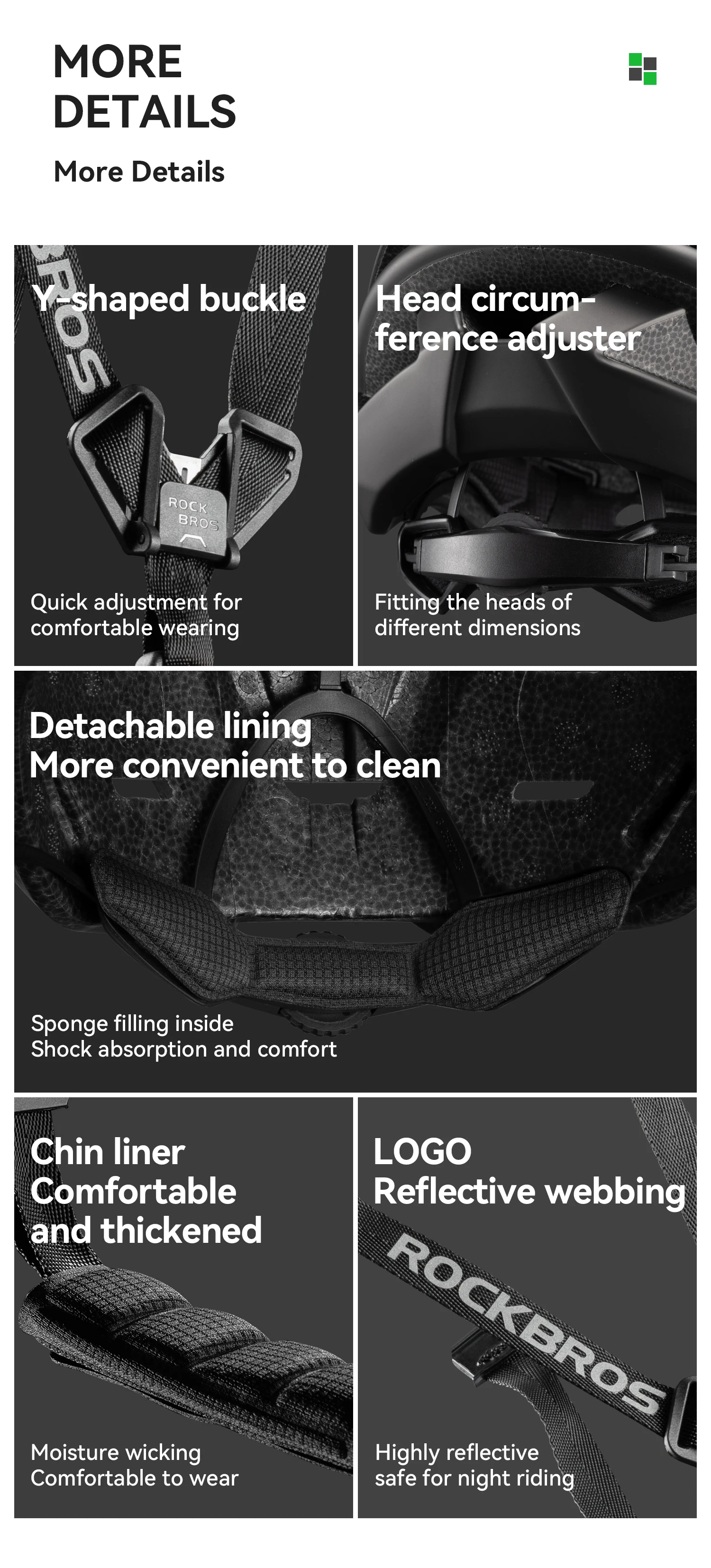 ROCKBROS Fahrradhelm Leicht Atmungsaktiv Antibakteriell Integralgeformter Helm Verstellbarer Magnetverschluss Sicherheits helm – Detail 10