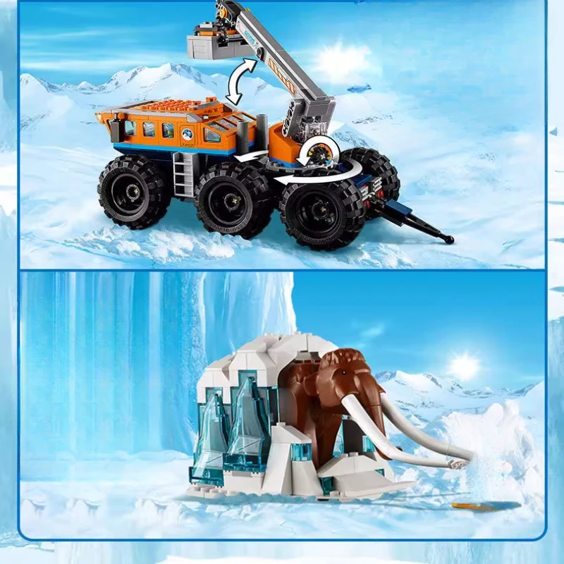 Conjuntos compatíveis cidade série blocos de construção 60195 ártico móvel exploração base guindaste mamute brinquedos das crianças montagem presentes