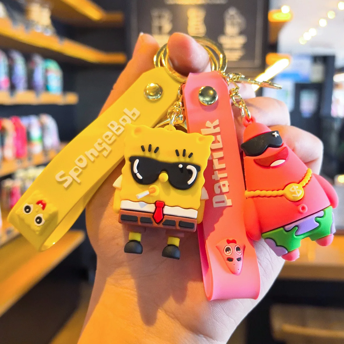 

SpongeBob SquarePants Keychain Doll Machine Cartoon Couple Patrick Star Exquisite Small Gift Foreign Trade Bestseller Toys Anime