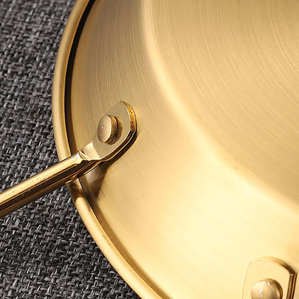 Dual Loop Handle Paella Pan Stainless Steel Uniform Heat Transfer Frying Pan Gold Nonstick Frying Saucepan Home Restaurant