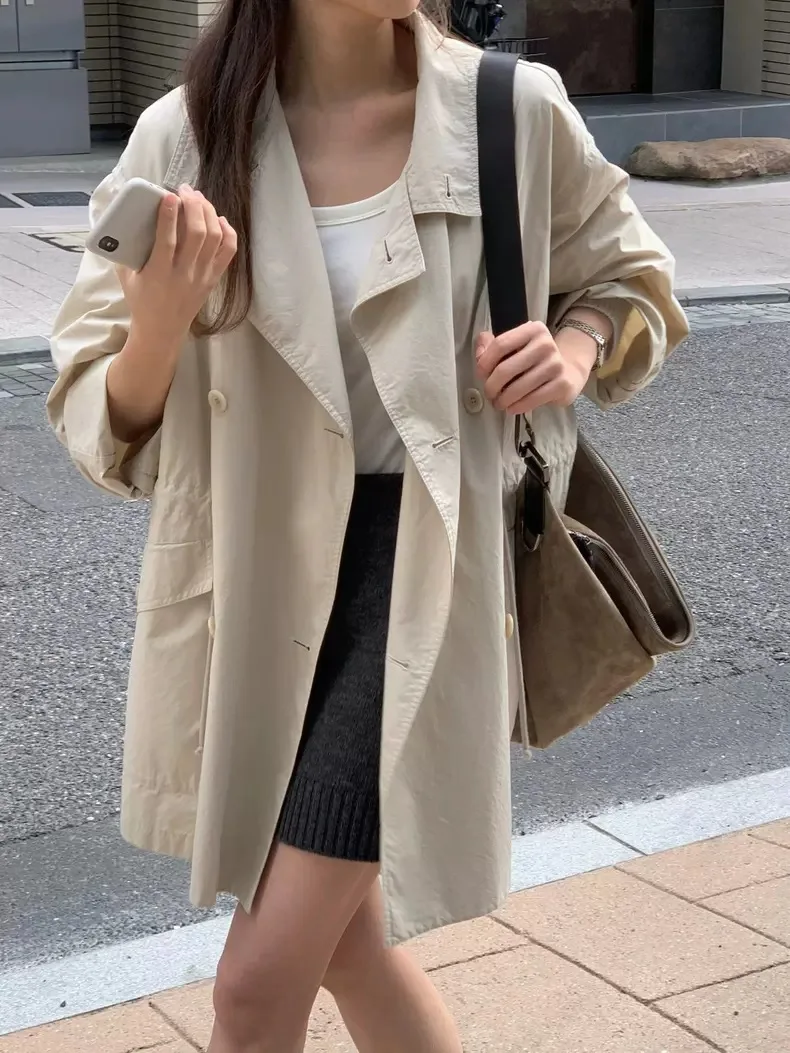 

Женское демисезонное пальто Ounce с двубортной застежкой на пуговицах, однотонное, приталенное, миди, теплое, хлопковое, повседневное, с прямым подолом