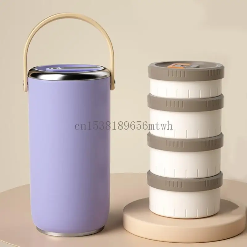 

Bentos Lunch Box Large Capacity Stainless Steel Leak Proof Insulated Container with Stackable Compartment B03D