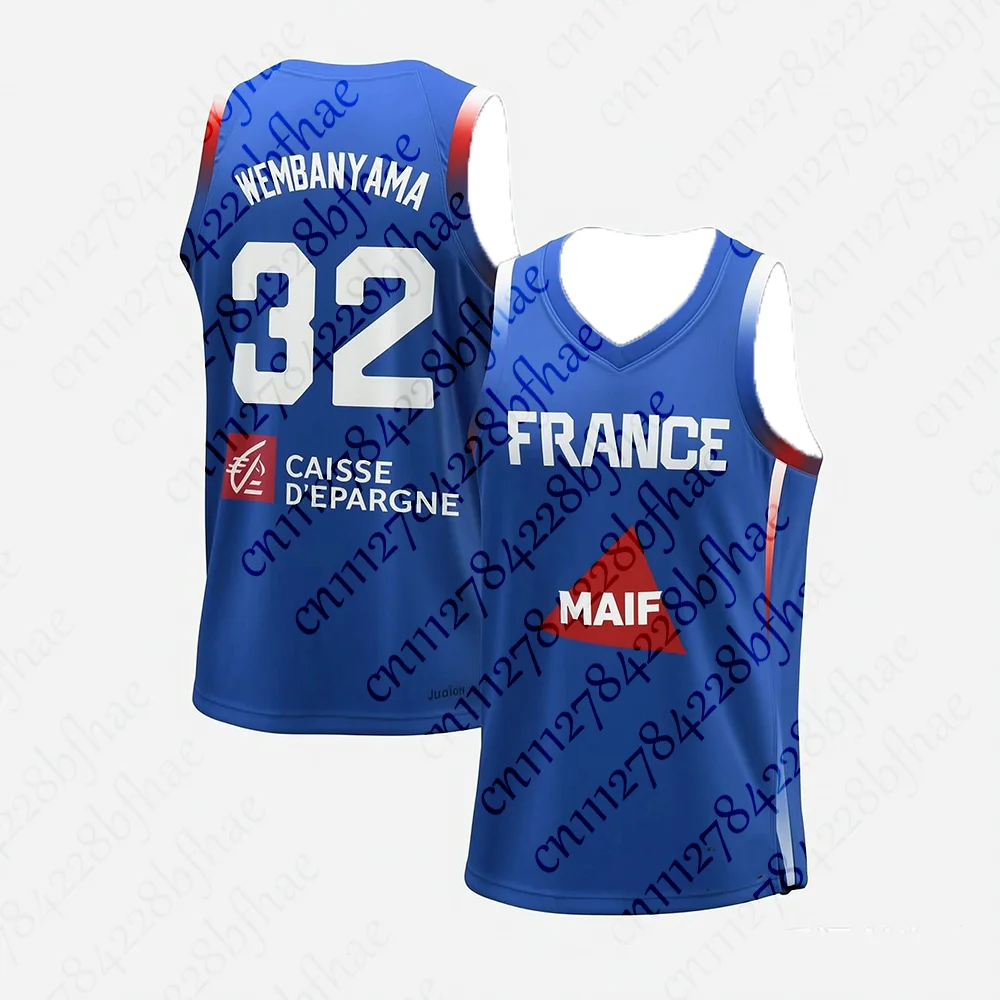 Unisex Frankreich Basketball-Trikots WEMBANYAMA Atmungsaktive Schnelltrocknende Outdoor-Sportbekleidung für Kinder, Herren und Damen – Detail 1