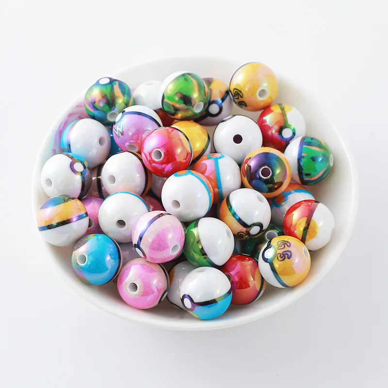 

10/20pcs for Pokemon through-hole beaded DIY 16mm mobile phone chain keychain beaded pen accessory material